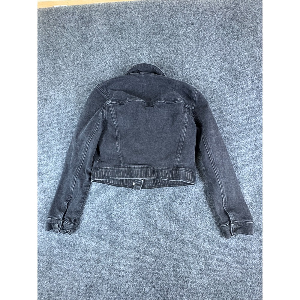 Hollister California Cropped Denim Jacket Womens XS Black Cotton Button Front - Picture 8 of 9